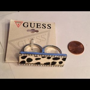 NWT Guess two finger ring hair calf & rhinestones